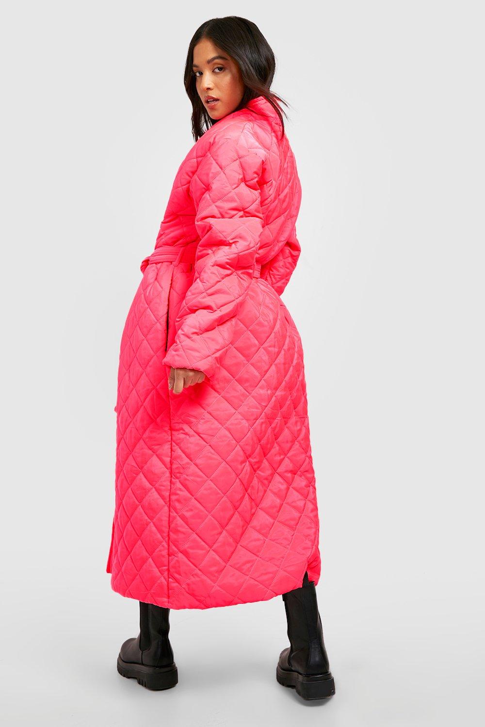 Pink long padded on sale coat